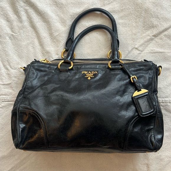 Prada Black Satchel Tote Authentic With Two Zippers - Picture 1 of 15